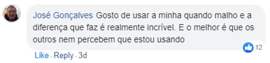 Comentário de José Gonçalves no Facebook: Gosto de usar a minha quando malho e a diferença que faz é realmente incrível. E o melhor é que os outros nem percebem que estou usando